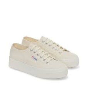Superga 2740 Platform Sneakers, Beige/Natural Canvas, Size Women 8, Men 6.5 NIB